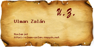 Ulman Zalán névjegykártya